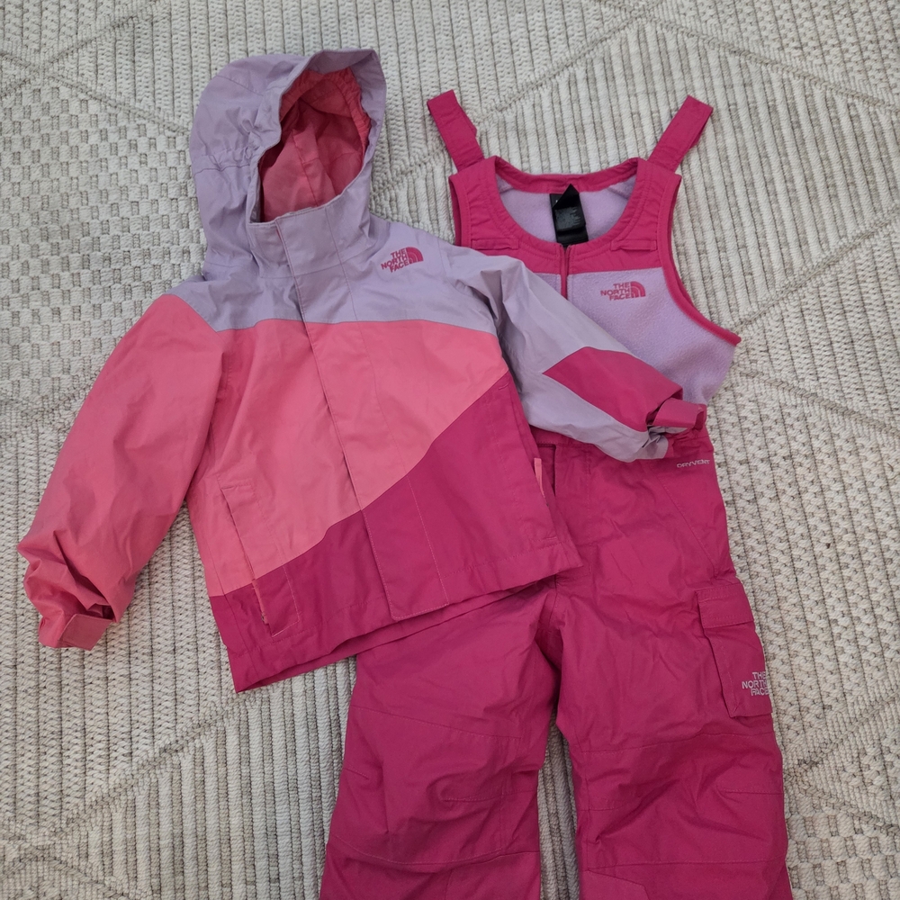 The North Face Girls' Pink Colorblock Ski Jacket & Bib Snow Pants Set